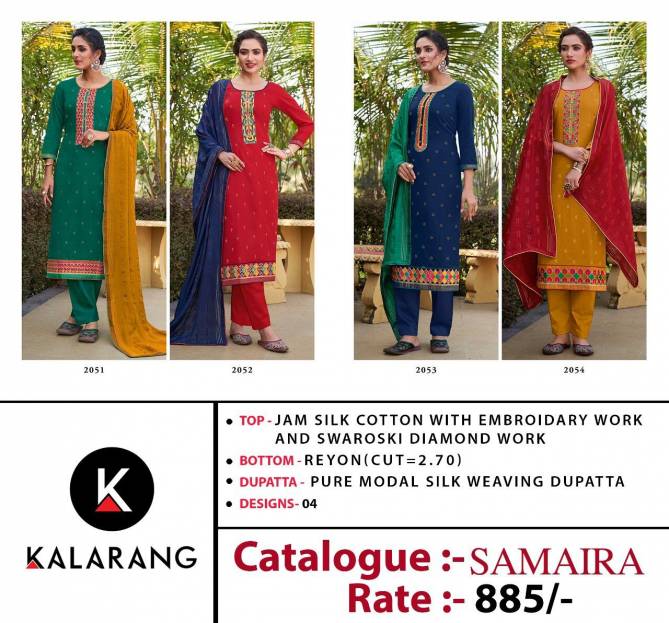 Kalarang Samaira Designer Casual Wear Jam Silk Dress Material Collection
